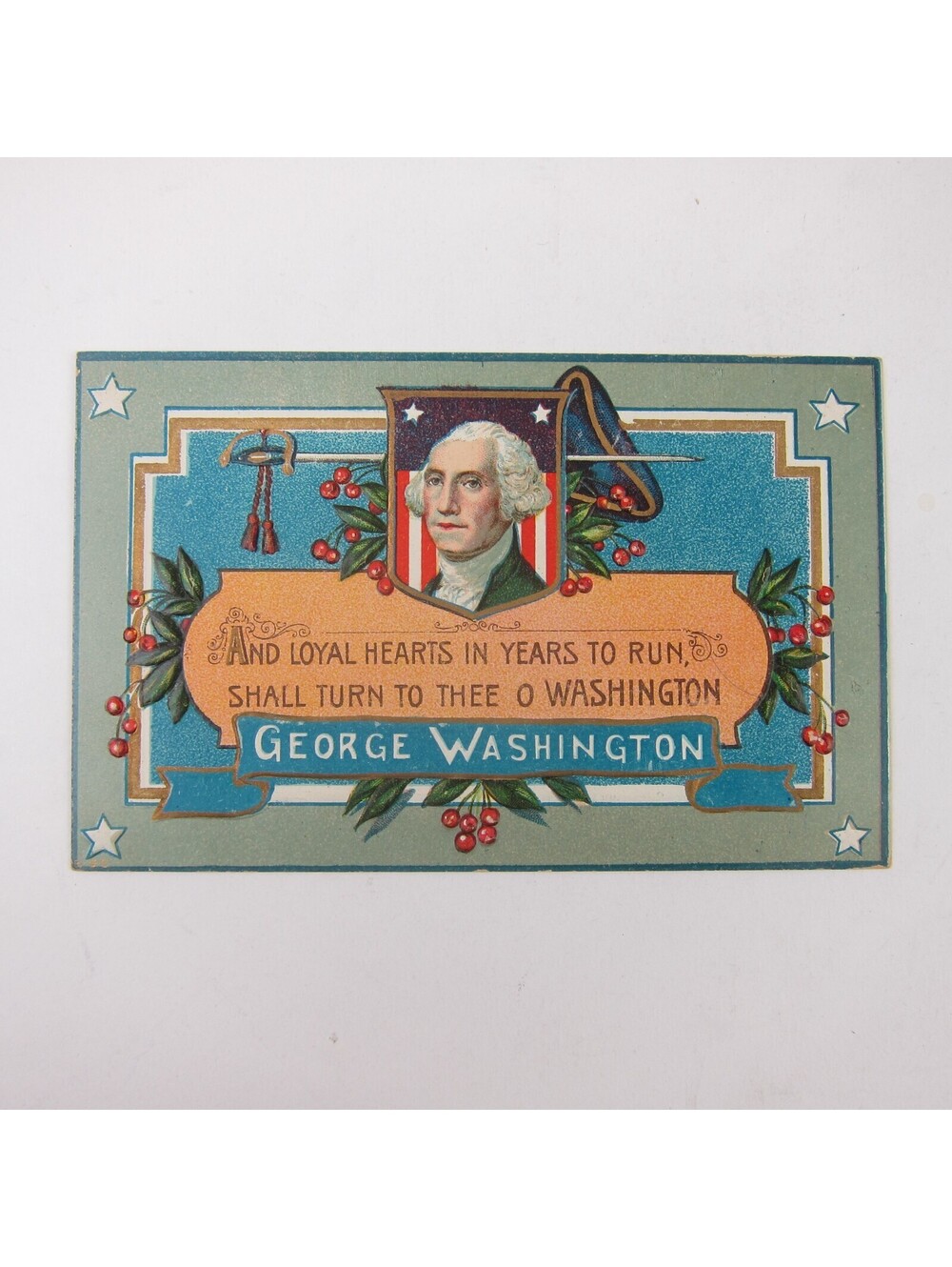 Postcard George Washington Loyal Hearts USA Political Patriotic Embossed Antique